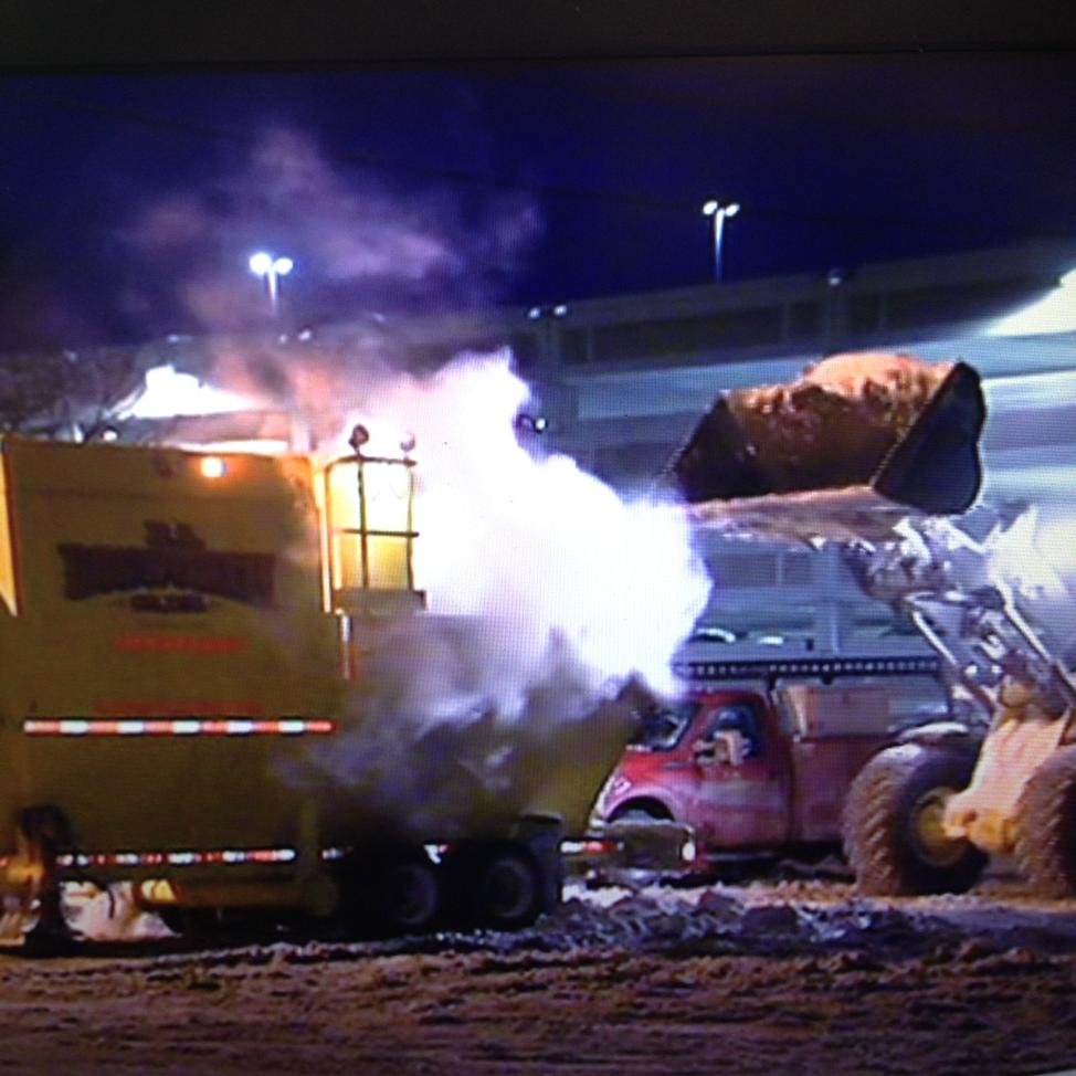 Industrial snow melters being used to reduce snow pack