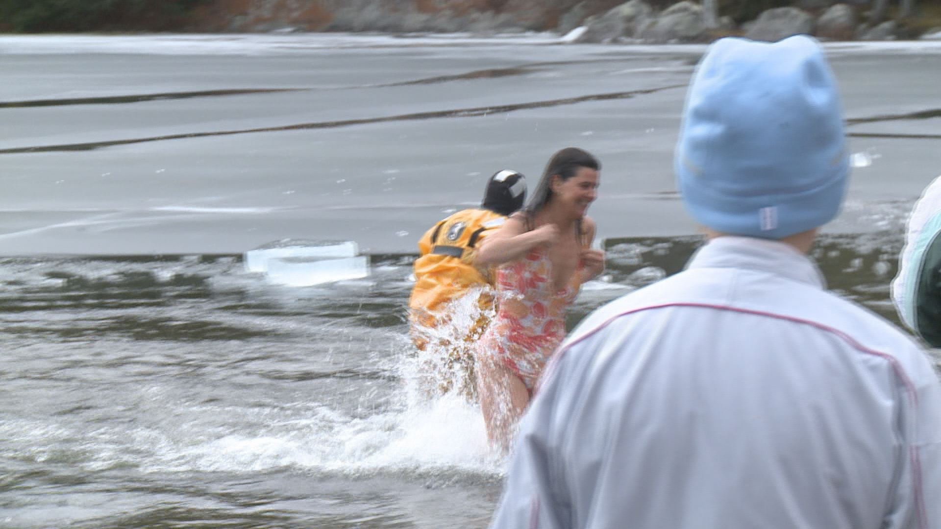 Swimmers Take Polar Dip To Benefit Camp CaPella WCSH6 Com