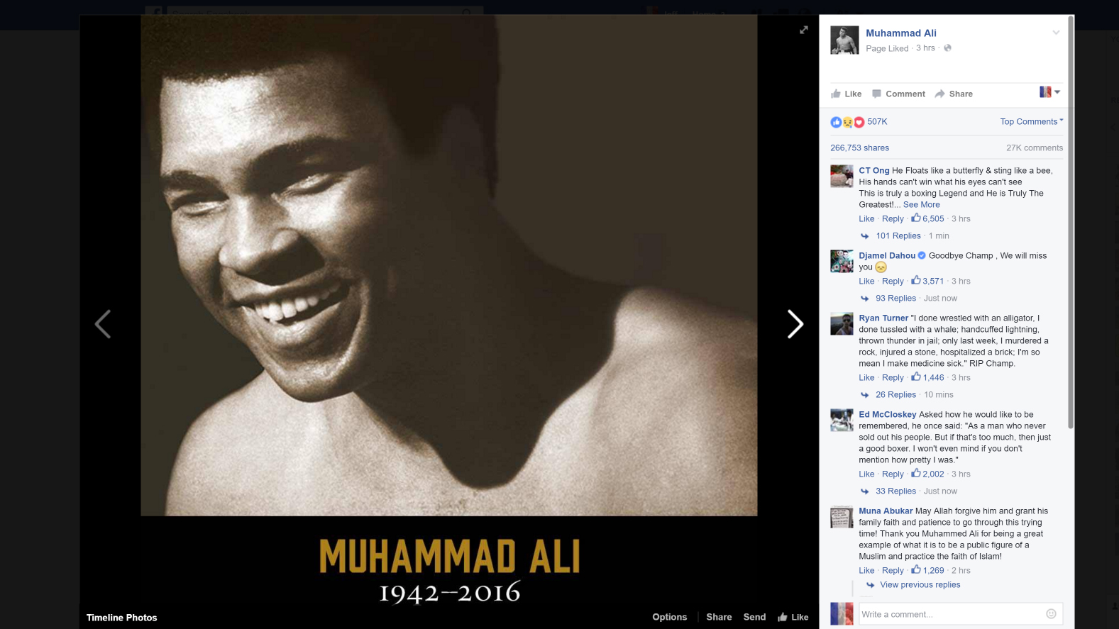Celebs react to muhammad ali death