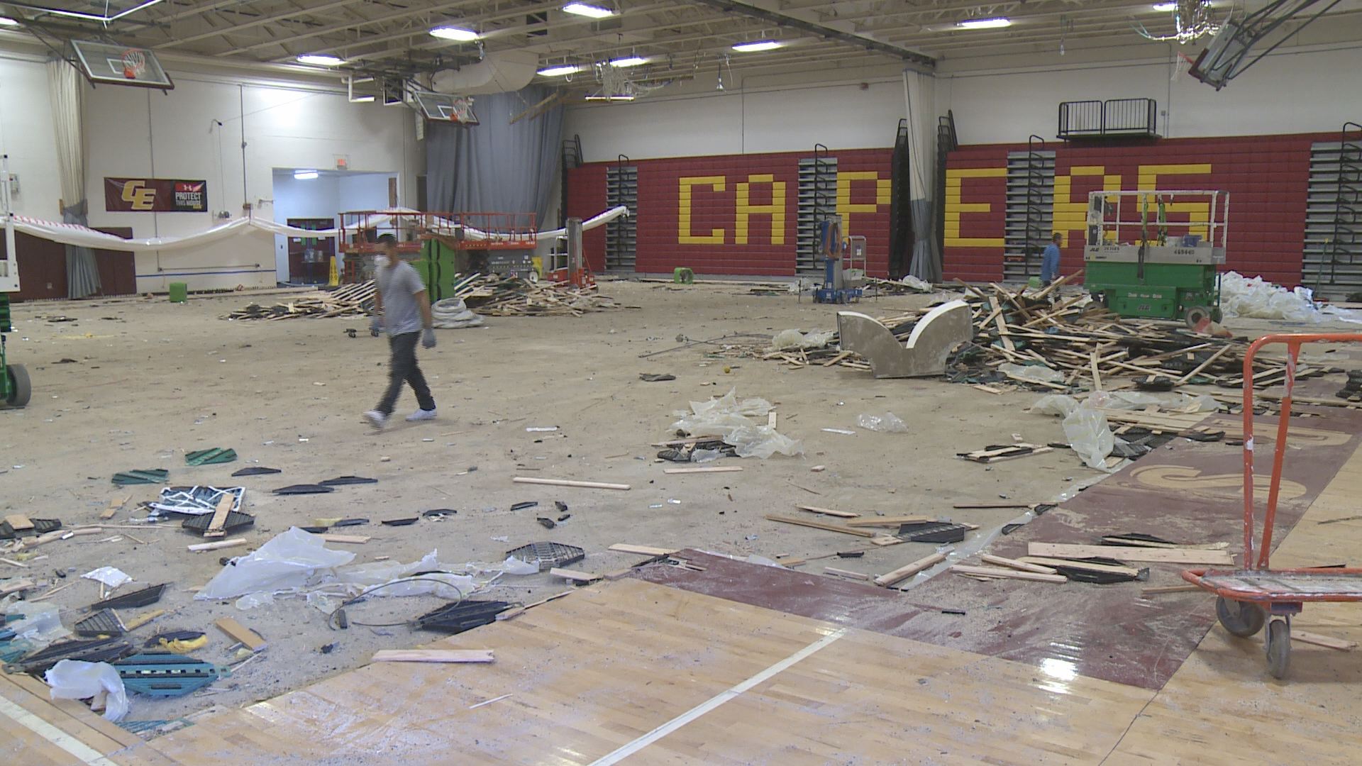 Cape Elizabeth gym floor destroyed