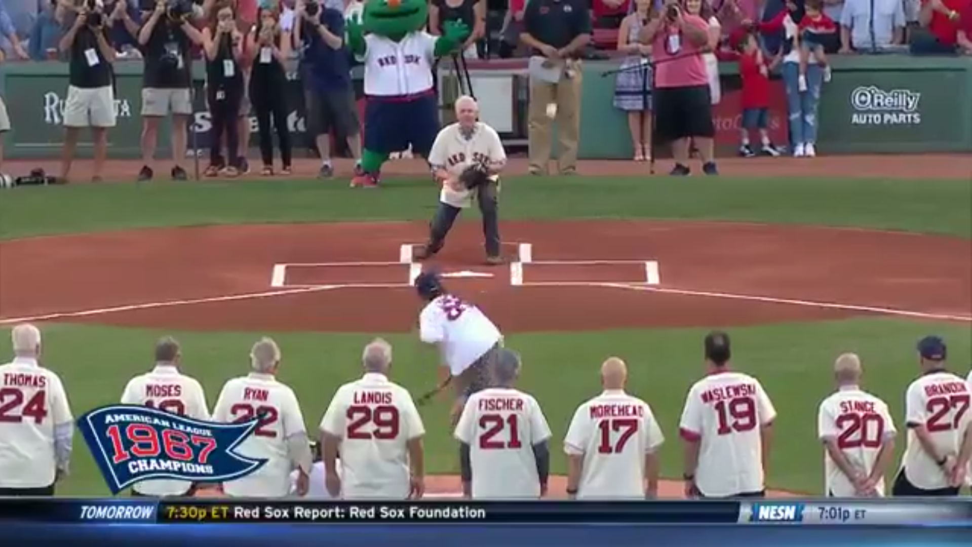 Aw man…this ceremonial first pitch at Fenway is tough to watch