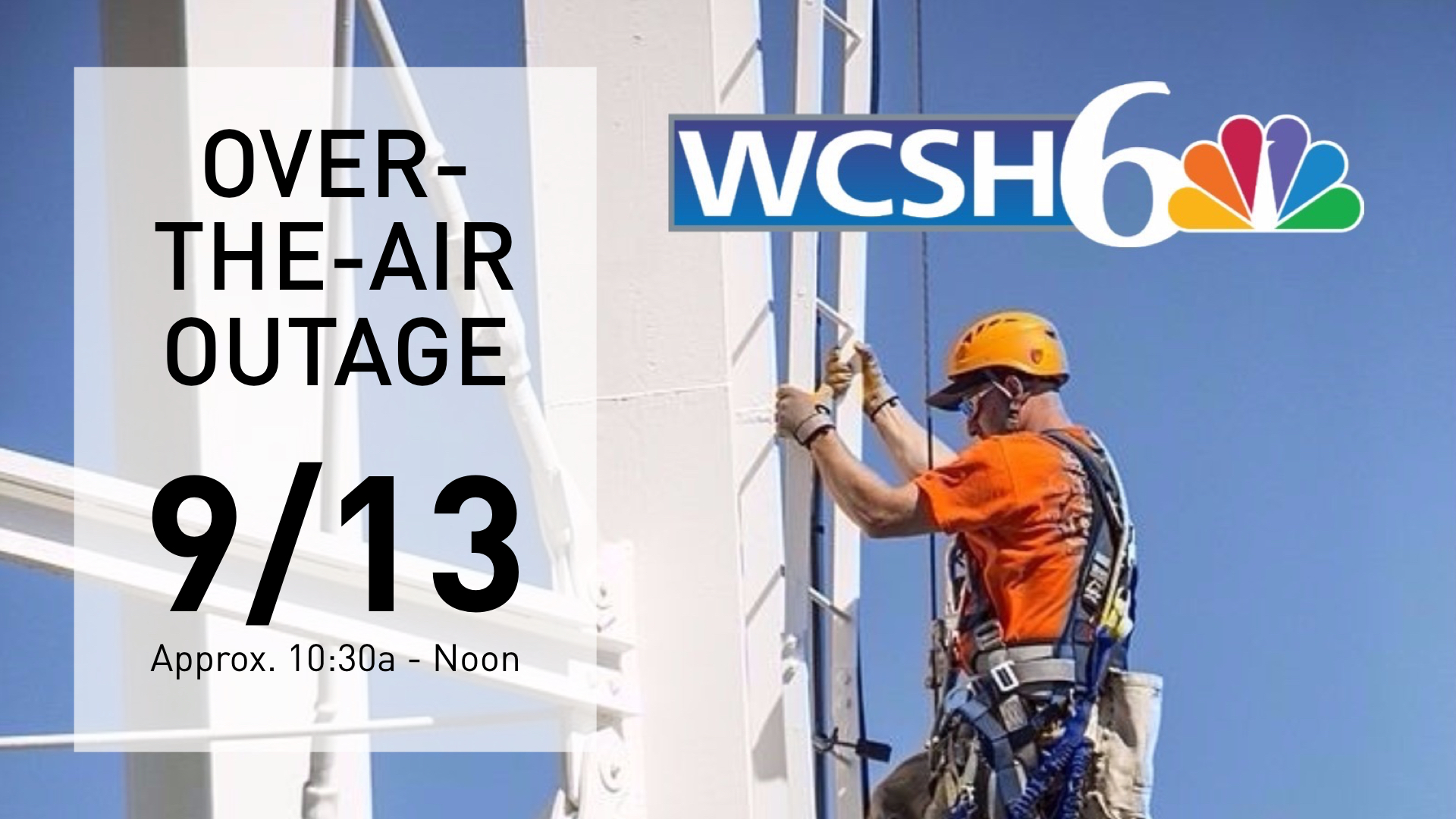 ALERT WCSH planned overtheair outage for Sept. 13